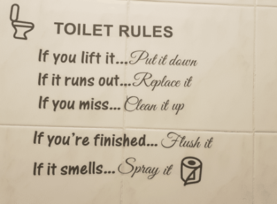 Instructions in the domestic bathroom 