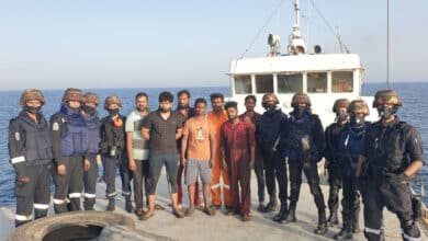 Indian naval ship assisting the stranded vessel