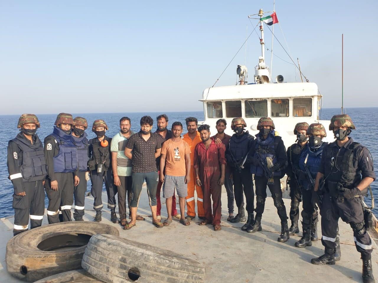 Indian naval ship assisting the stranded vessel