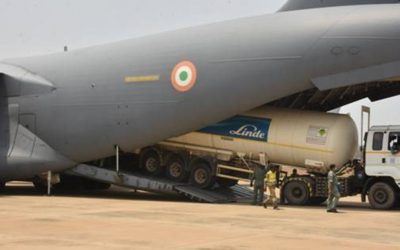 IAF airlifting oxygen containers, essential medicines & other medical equipment