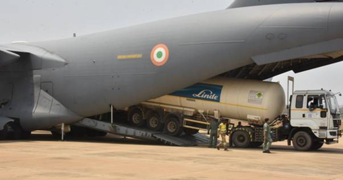 IAF airlifting oxygen containers, essential medicines & other medical equipment