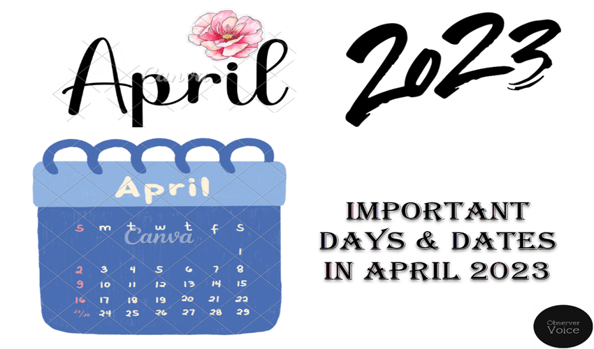 Important Days and Dates in April 2023