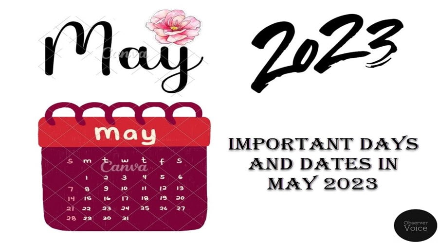 Important Days and Dates in May 2023