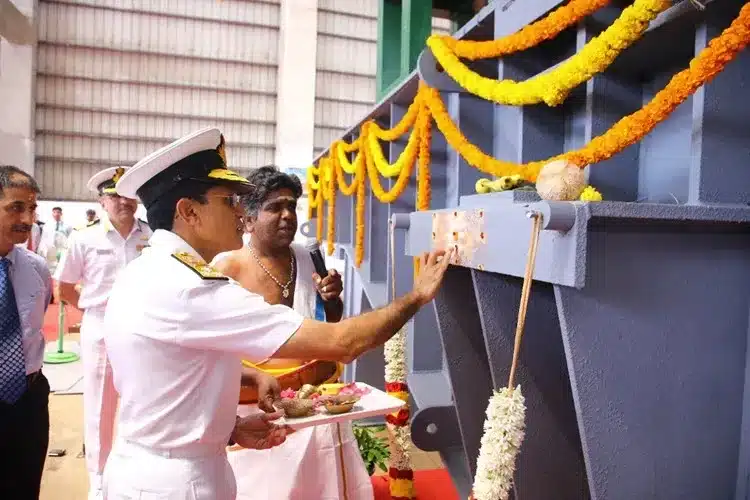 Keel laying ceremony of fourth ship of Survey Vessel Large
