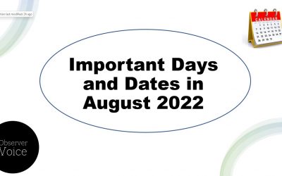 Important Days and Dates in August 2022   