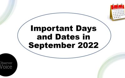 Important Days and Dates in September 2022