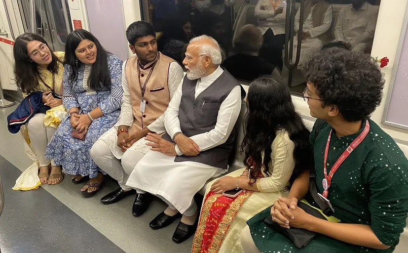 PM takes metro ride from Gundavali Metro Station to Mogra