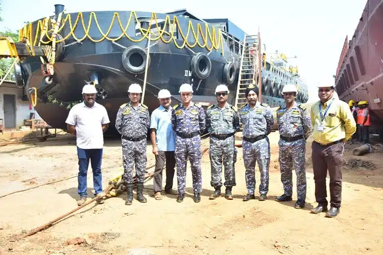 Launch of first MCA Barge Yard 75 at M/S Secon, Visakhapatnam