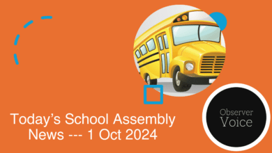 Today’s School Assembly News Headlines (1 October)