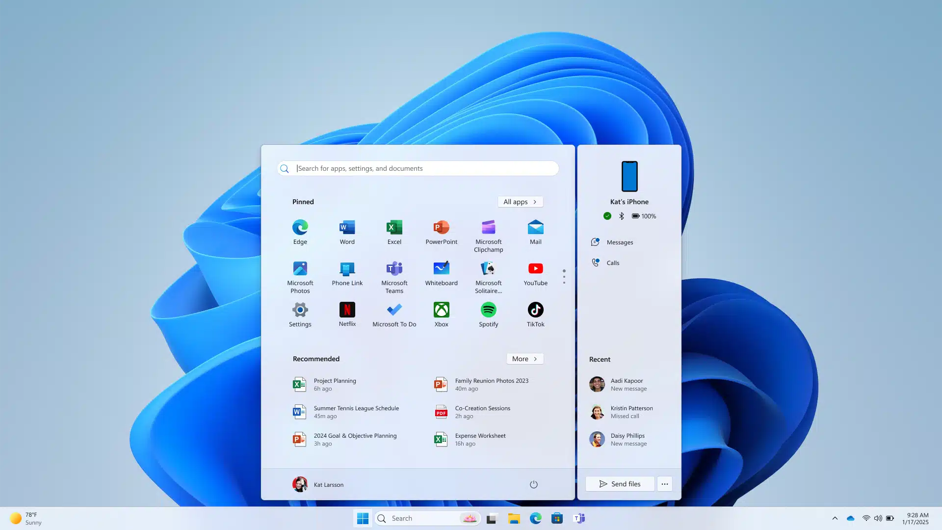 Microsoft Integrates Phone Link Panel into Start Menu