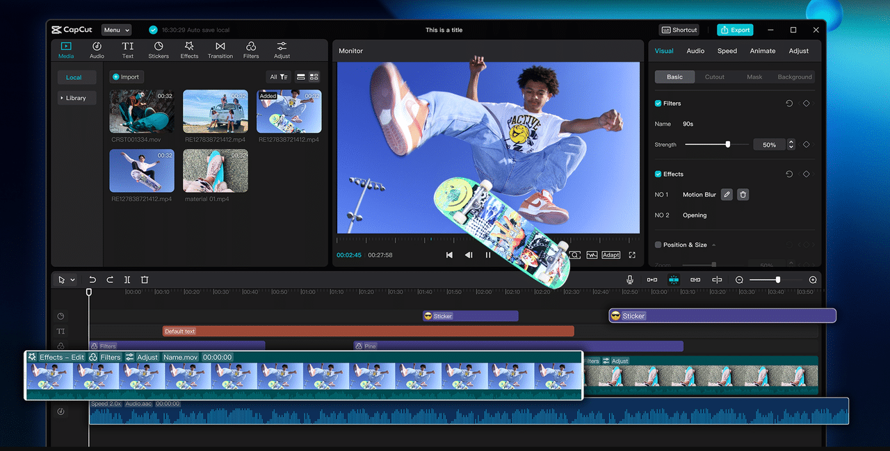CapCut PC’s Stabilization Tool