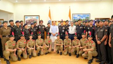 Raksha Mantri Honors NCC Team of Five Girls and Five Boys