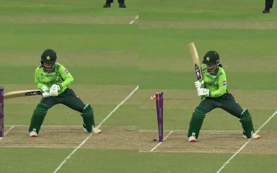Watch the Comical Moment: Pakistan's Nashra Sandhu Loses Wicket in Unusual Style