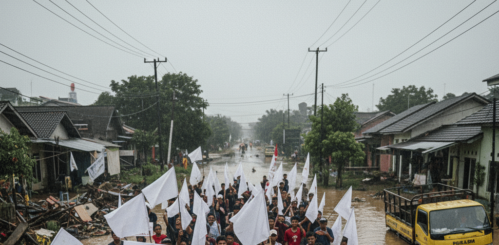 Indonesians Wave White Flags in Protest Amid Frustration Over Delayed Flood Relief Efforts