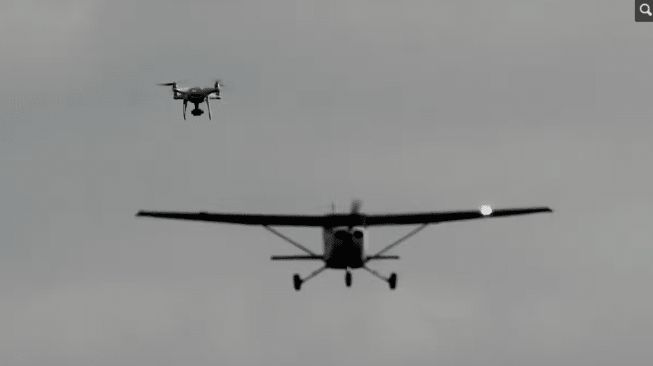 A drone flies