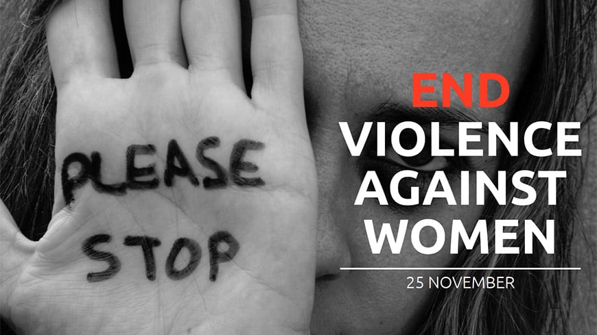 Infographic showing WHO statistics on violence against women globally with prevalence rates by region