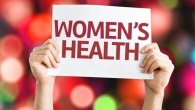 Infographic showing WHO statistics on global women's health burden including maternal mortality and disease prevalence by region