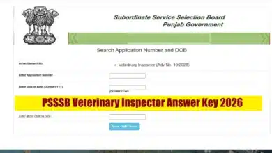 PSSSB Veterinary Inspector Answer Key 2026
