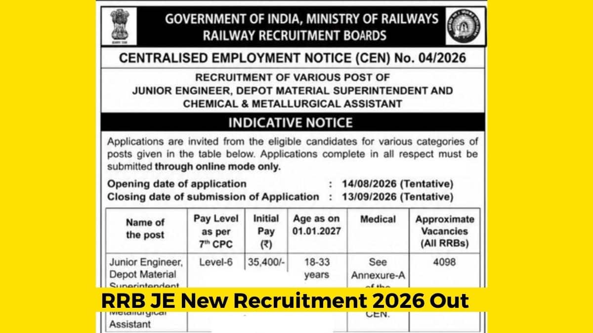 RRB JE Recruitment 2026