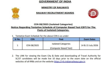 RRB Ministerial and Isolated Admit Card 2026