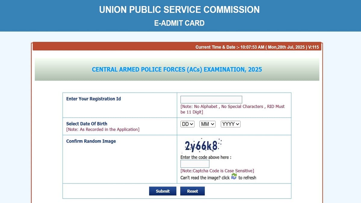 UPSC CAPF Admit Card 2026