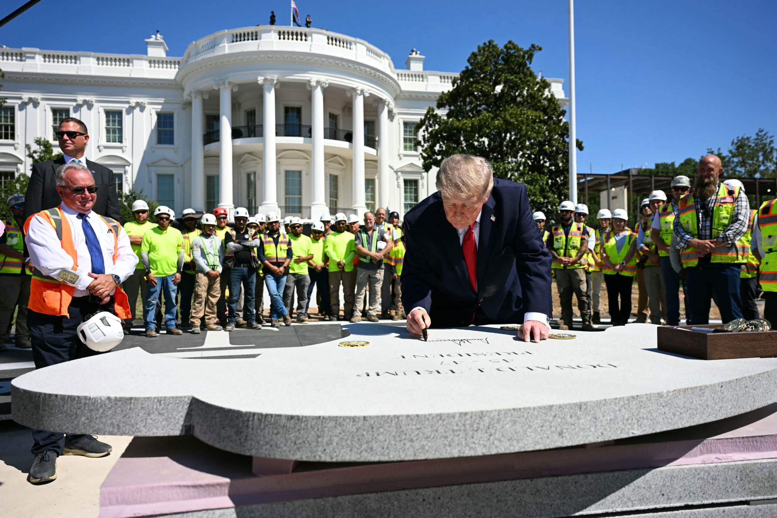 Trump Showcases White House Construction Projects Featuring Granite, Grass, and a Helipad