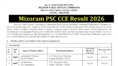 Mizoram PSC CCE Result 2026