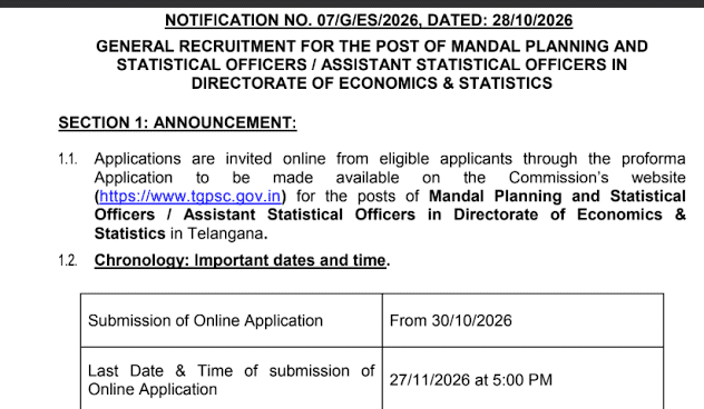 Telangana ASO recruitment 2026